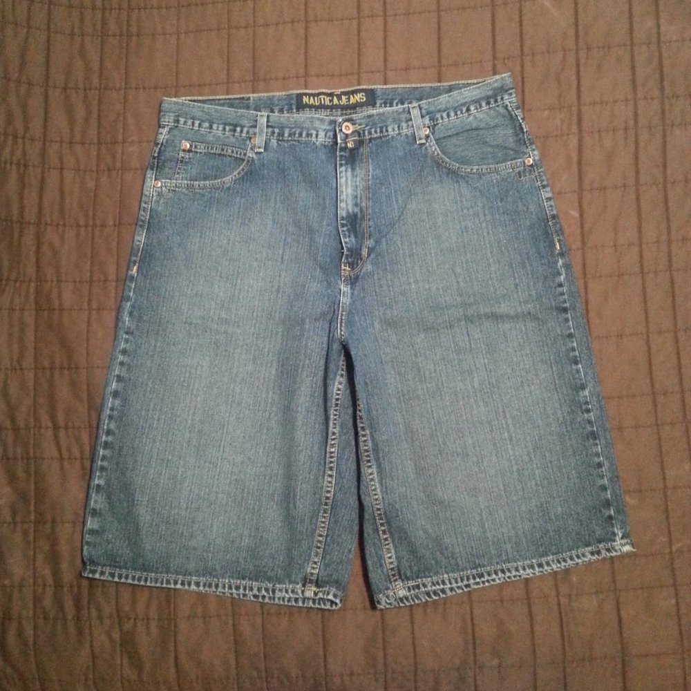 Vintage Y2K Nautica Denim Jean Shorts Baggy Skater Streetwear Men's 38